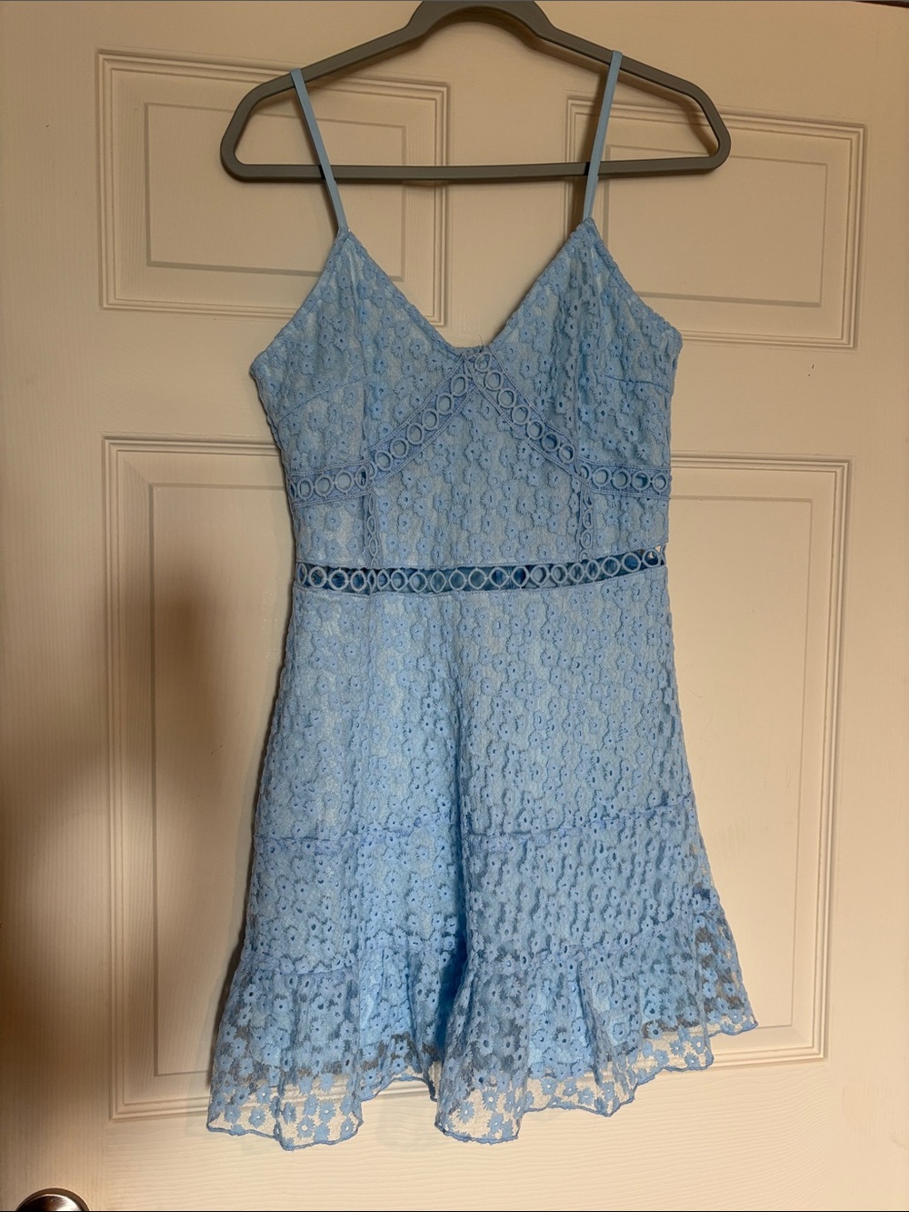 Light Blue Lace Spaghetti Strap Dress
